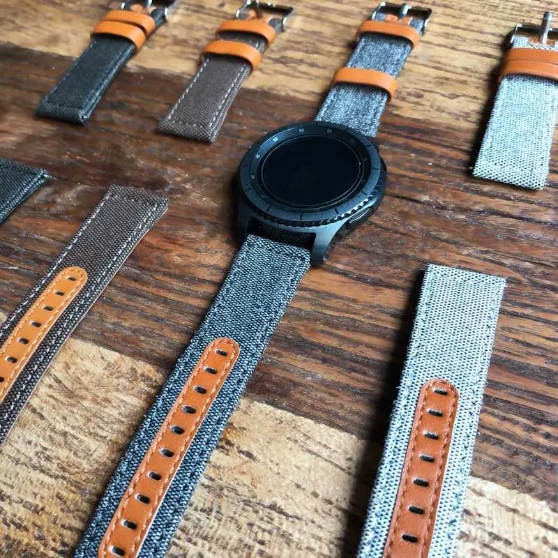 22mm Premium leather strap for Samsung Galaxy Watch 46mm Gear S3 Huawei Watch 3/GT3 Nylon Bracelet Belt for Amazfit GTR/Stratos