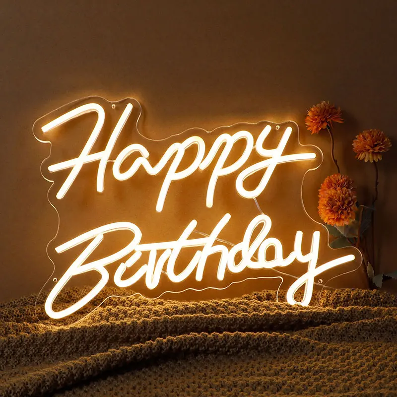 

43*31cm Happy Birthday Led Neon Sign for Bar Pub Club Birthday Party Wall Hanging Neon Lights