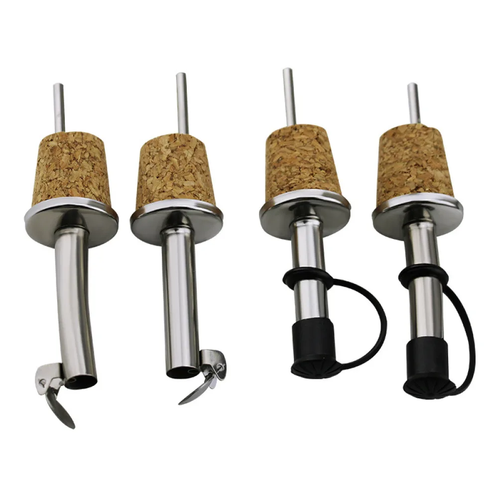 Verseur de vin en acier inoxydable, bouchon en liège en bois, verseur de vin rouge, bouchon de bouteille d'huile, bouchon de champagne, outils de dégustation de vin, 4 modèles, 1PC