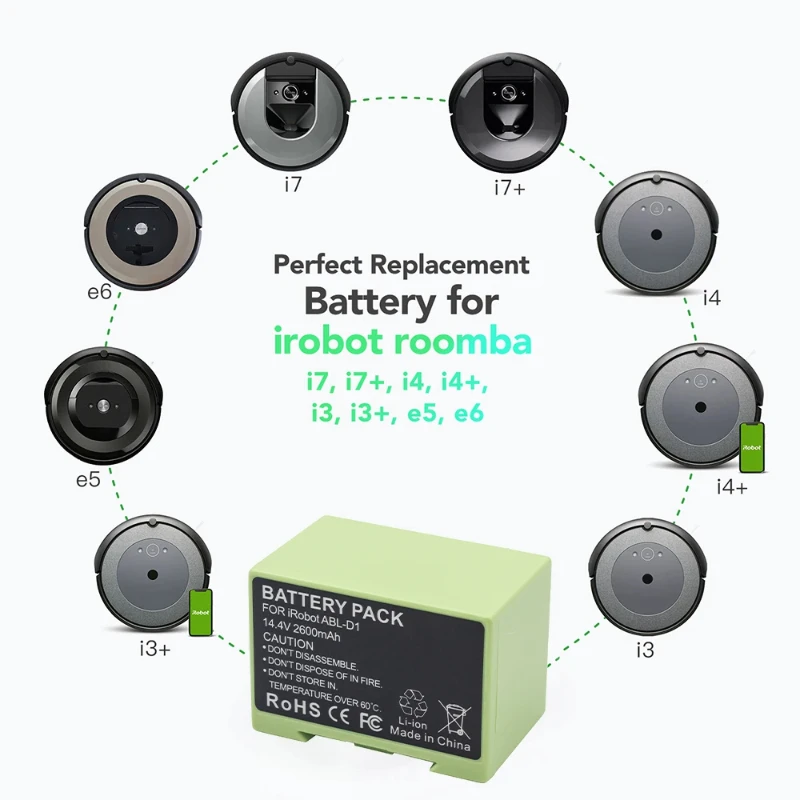 New 14.4V 2600mAh/3200MAH i7 Battery Replacement for iRobot Roomba e & i Series i7+ e5 7150 7550 i3 3150 i3+ 3550 i4 4150 Part