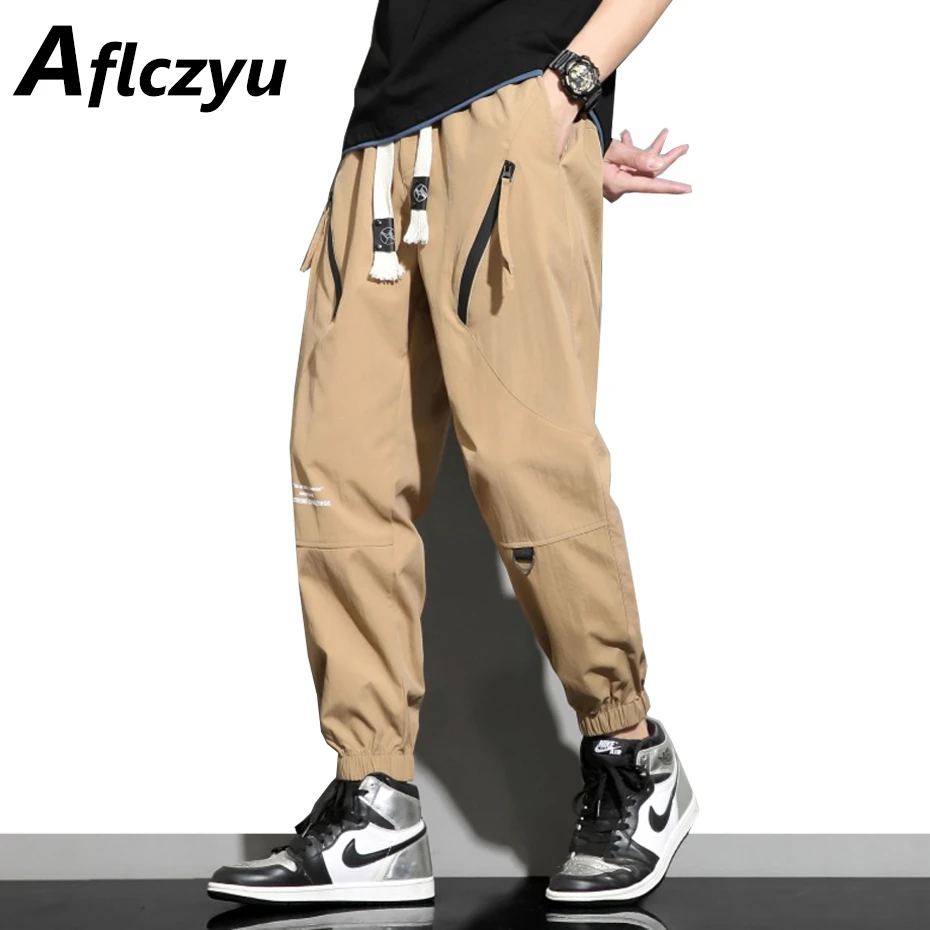 

Joggers Men Fashion Casual Cargo Pants Sweatpants Male Elastic Waist Trousers Khaki Grey