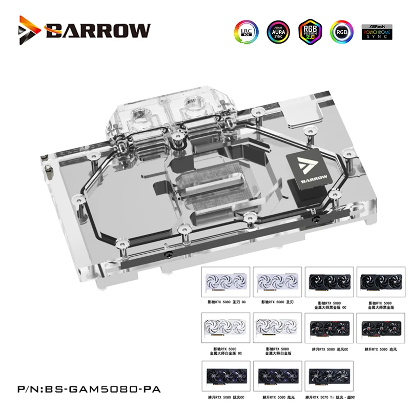 

Barrow GPU Water Block For Galax RTX 5080 Blade/Metal Master Series,Gainward Pursuit,5070Ti Xtreme Card Cooler,BS-GAM5080-PA
