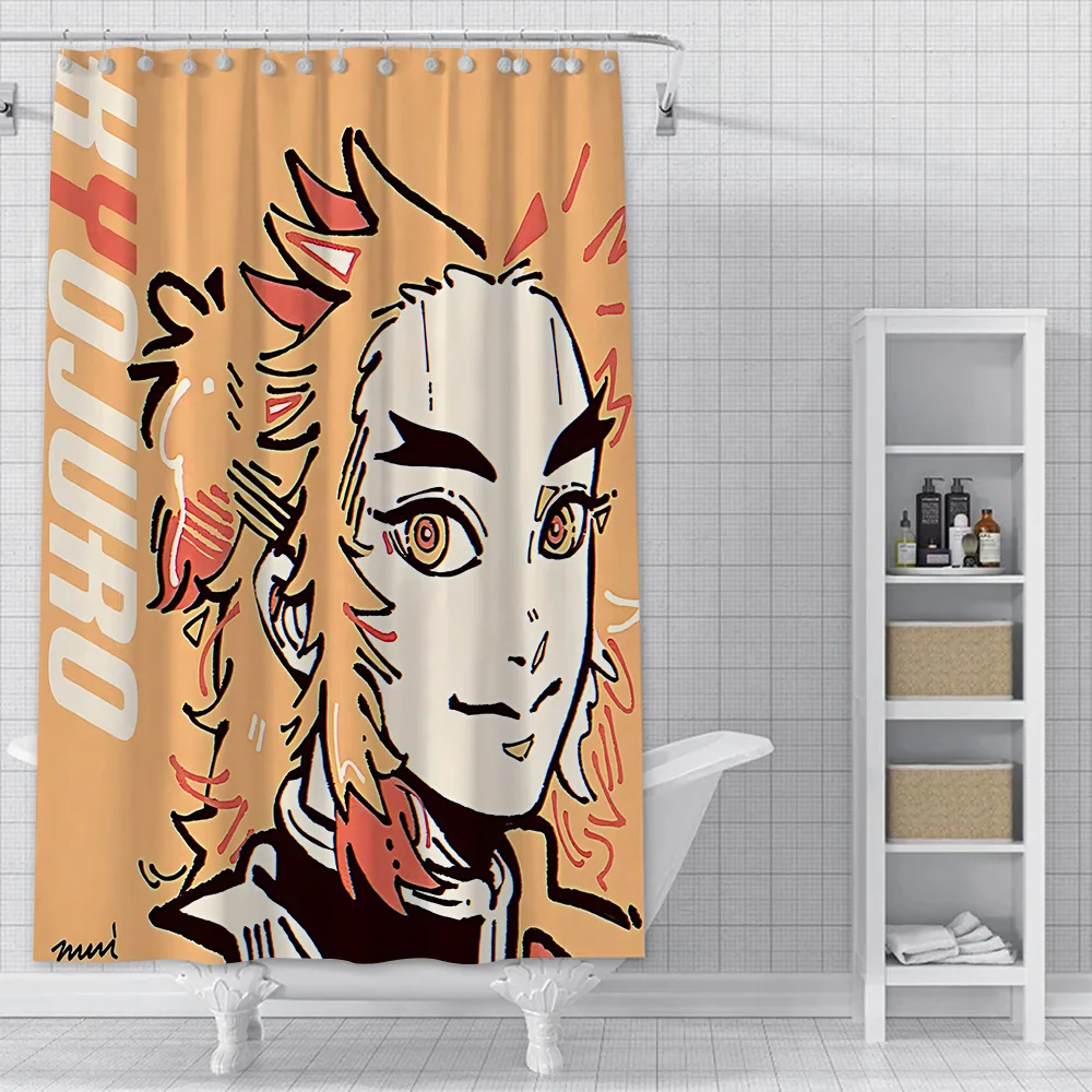 Japanese Anime D-Demon Slayer Shower Curtain Waterproof Polyester Fabric Paint Bath Curtains Home Bathroom Decor Curtain