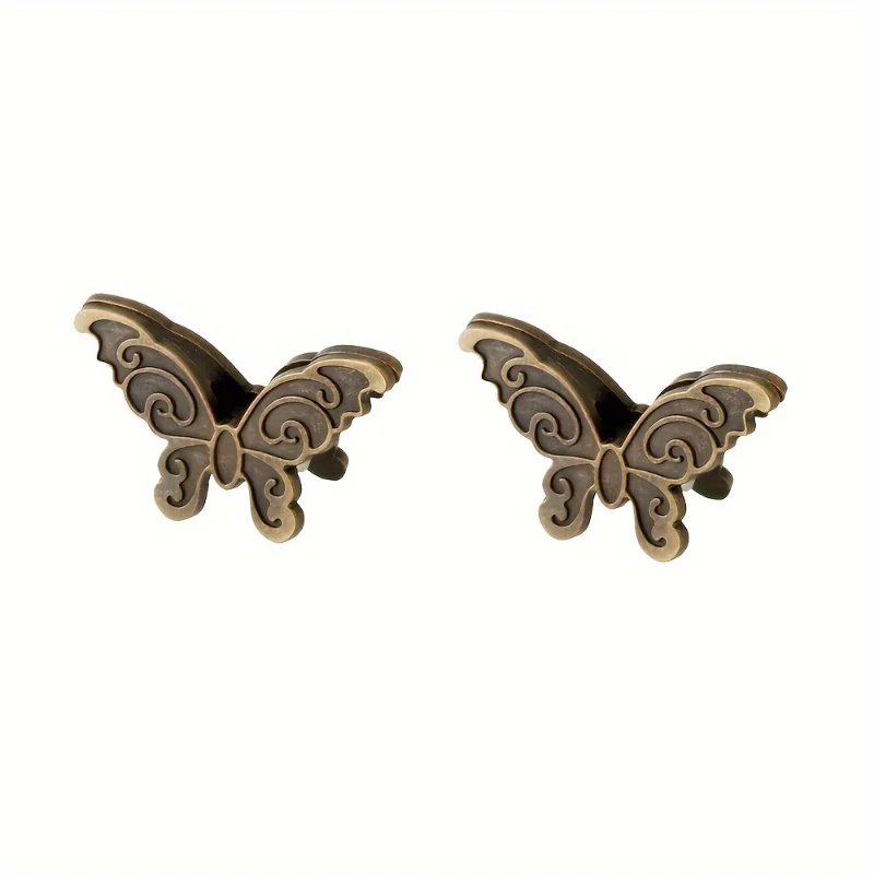Vintage Antique Bronze Embossed Butterfly Alligator Hair Clips Retro Swirl Pattern Metal Side Barrettes Decorative Bangs Hair