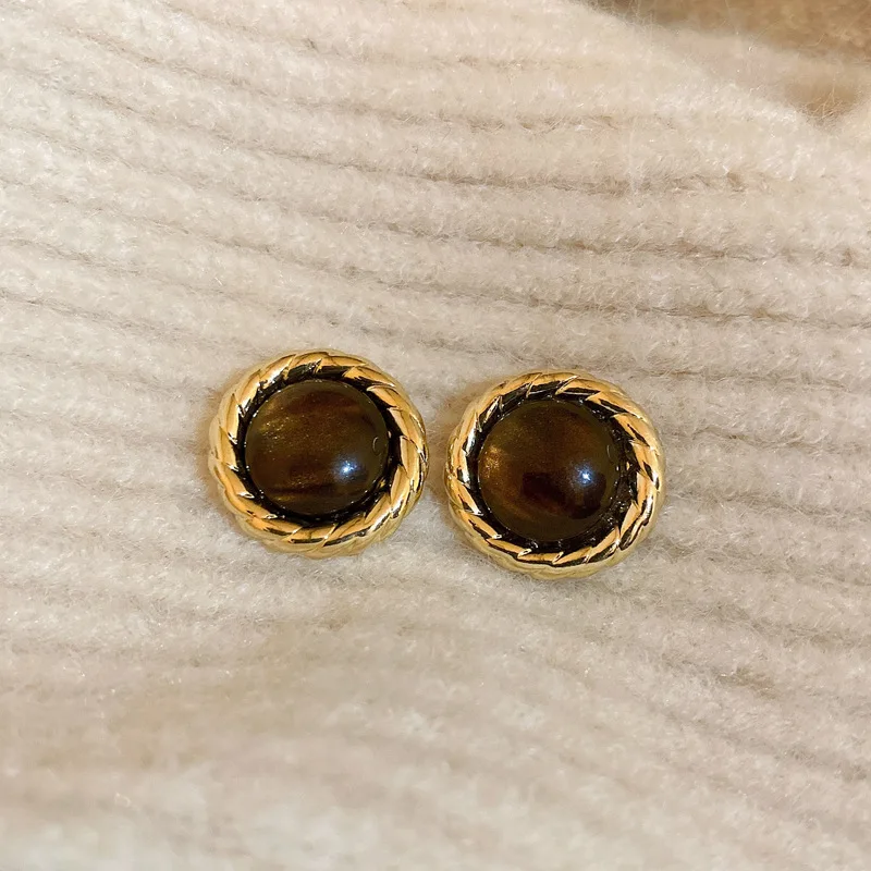 Women's Candy Color Smudge Round Stud Earrings, Versatile Gift