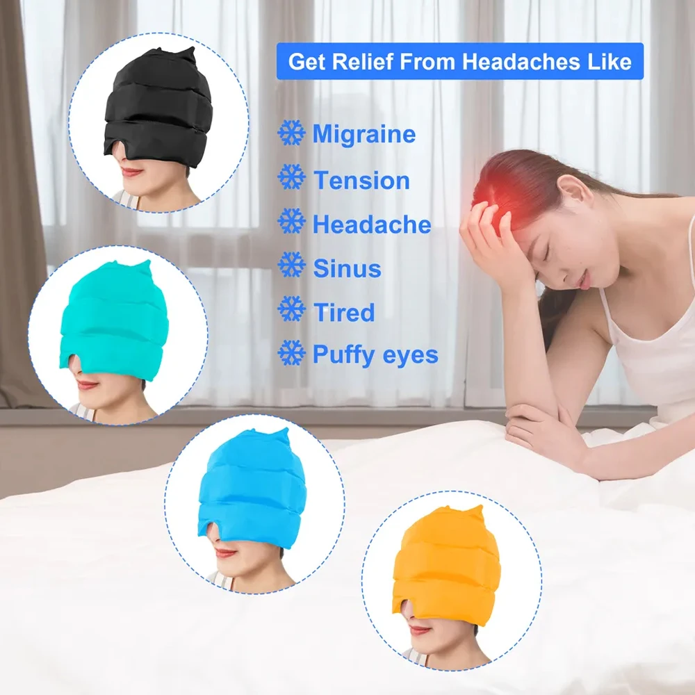 New Migraine Gel Ice Hat Cooling Headache Pack Wearable Cold Therapy Wrap for Tension,Sinus,Pressure Pain Relief,Stress Reliever