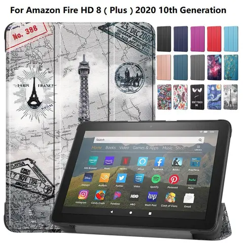 Para amazon kindle fire hd8 caso 2020 para kindle fire hd 8 plus caso 10th geração tablet pc couro do plutônio capa protetora