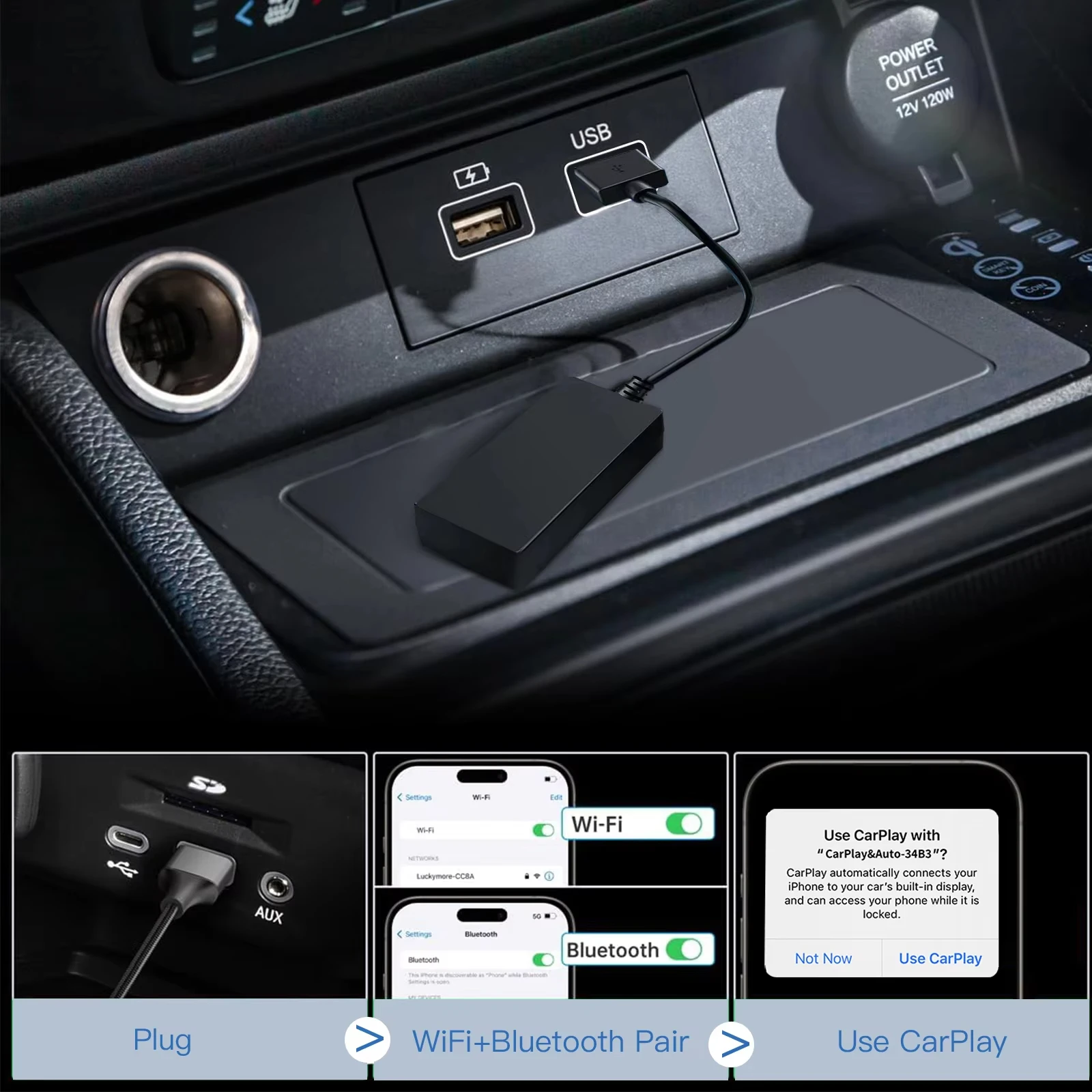 무선 Carplay 어댑터 스마트 Usb 무선 Carplay 동글 Ai 박스 Carbit 링크 쉬운 링크 CHANA 용 쉬운 연결