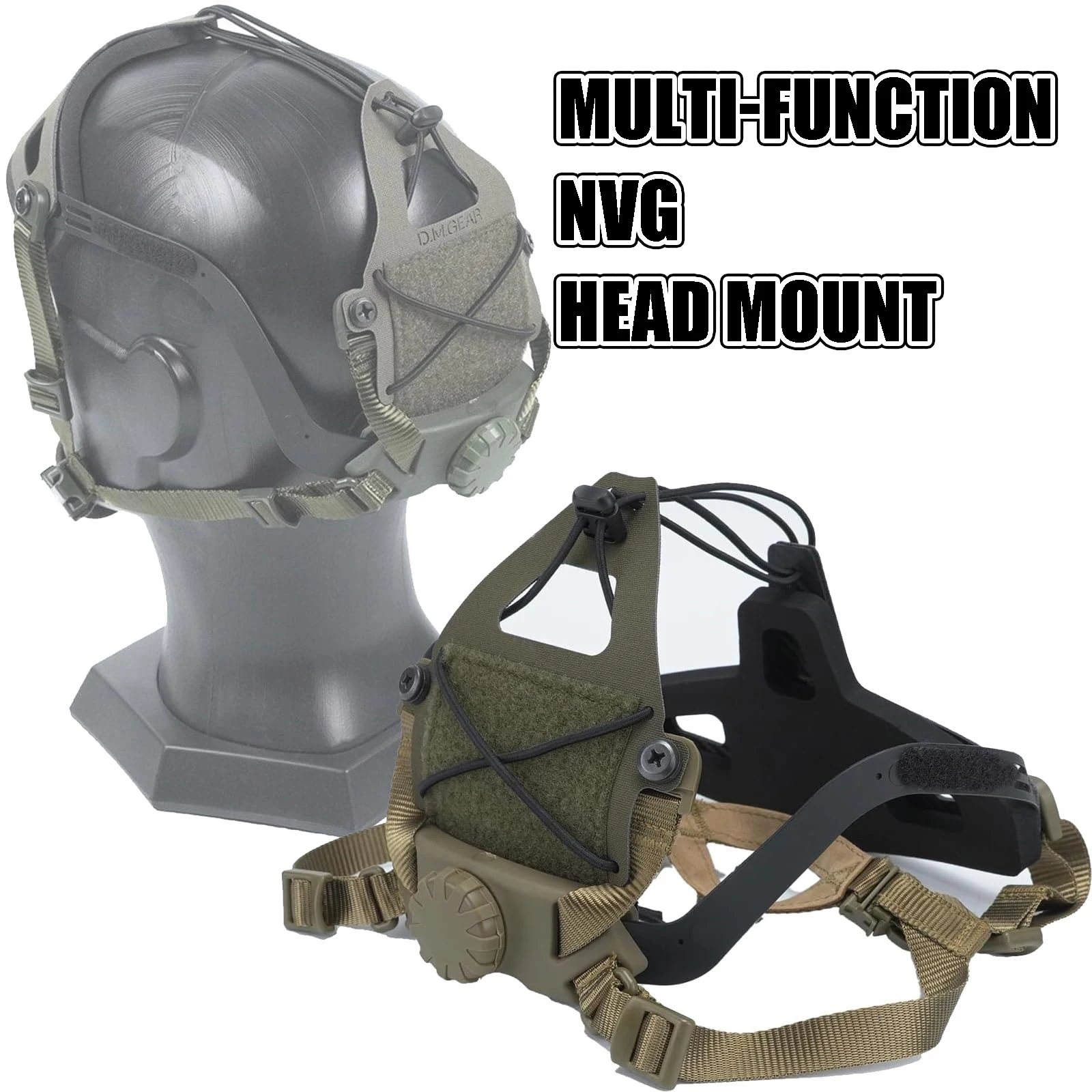 Multi-Function NVG Head Mount with Adjustable Suspension, Lightweight Tactical Helmet Camera Bracket for Outdoor and Filming