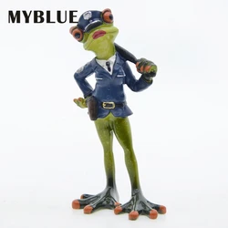 MYBLUE Resin Frog Police Statue For Home Decor, Artificial Figurine Table decoration and accessories