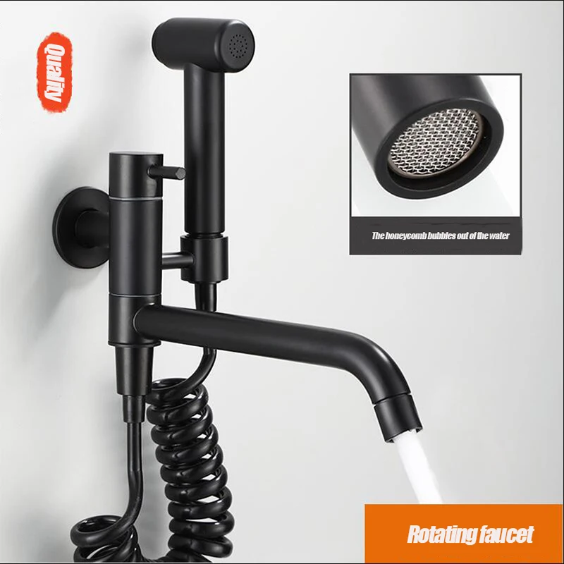 Mop Pool Faucet Extended Set With Spray Gun Full Copper Rotating Mop Pool Faucet Balcony Washing Machine Faucet led makeup mirror with light lamp with storage desktop rotating cosmetic mirror light adjustable dimming usb vanity mirror