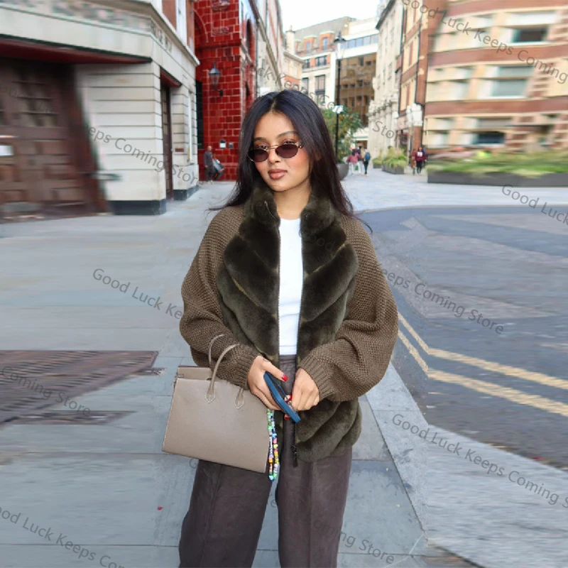 

Винтажная лоскутная куртка из искусственного меха для женщин, модный дизайн, повседневное пальто с длинными рукавами, осень-зима 2021, женская уличная одежда