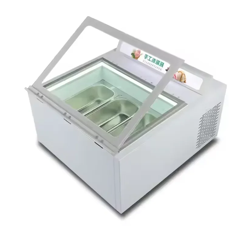 Commercial Desktop Ice Cream Display Cabinet with Glass Door for Shop Counter Freezer Showcase Small Capacity Refrigerated