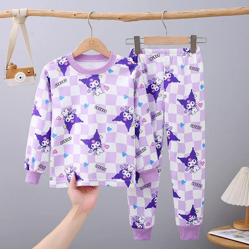 الخريف الشتاء كورومي ميلودي بيجامات أطفال أنيمي القطن ملابس داخلية امتصاص العرق طويلة الأكمام السراويل الكرتون فتاة Kawaii منامة #3