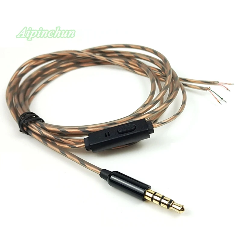 DIY TPE Earphone Cable with Mic Controller Repair Shielded OFC Wire for Headphone 3.5mm Line Type Jack Plug