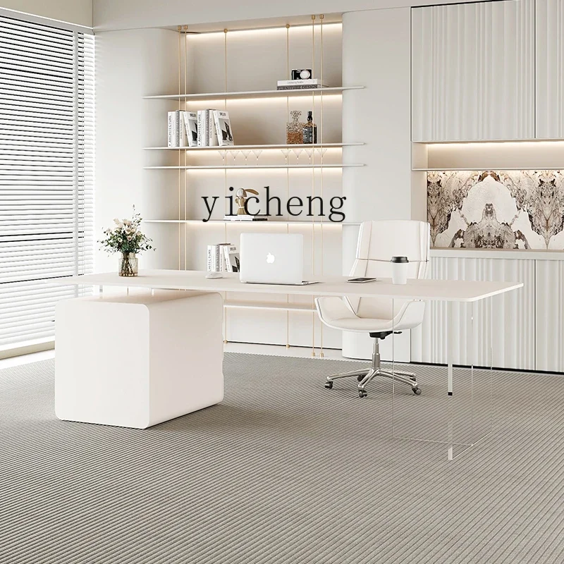 ZC rock slab desk household pure white computer desk small apartment study boss writing desk beauty salon