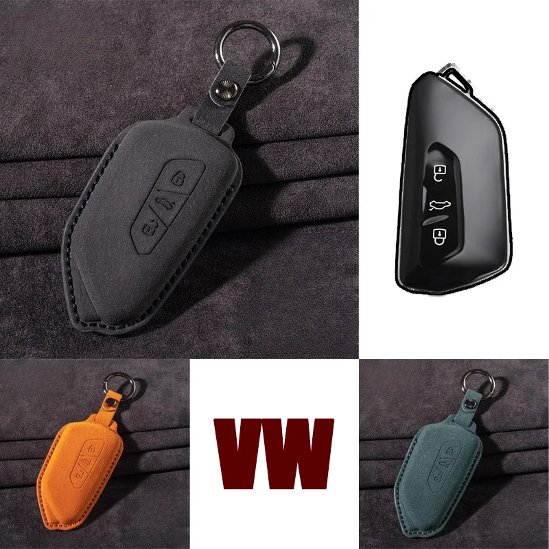 3ボタン-スエードレザー製-車用スマートリモートキーフォブケースカバー-vw-ゴルフ8-id4-mk4-mk8-セアト-レオン-シュコダ-オクタビア-タラコ-アテカ-2020対応