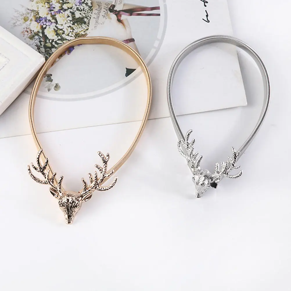 2Pcs Golden Deer Head Curtain Buckles Non-Perforated Iron Tiebacks for Living Room Bedroom Kitchen Decorative Curtain