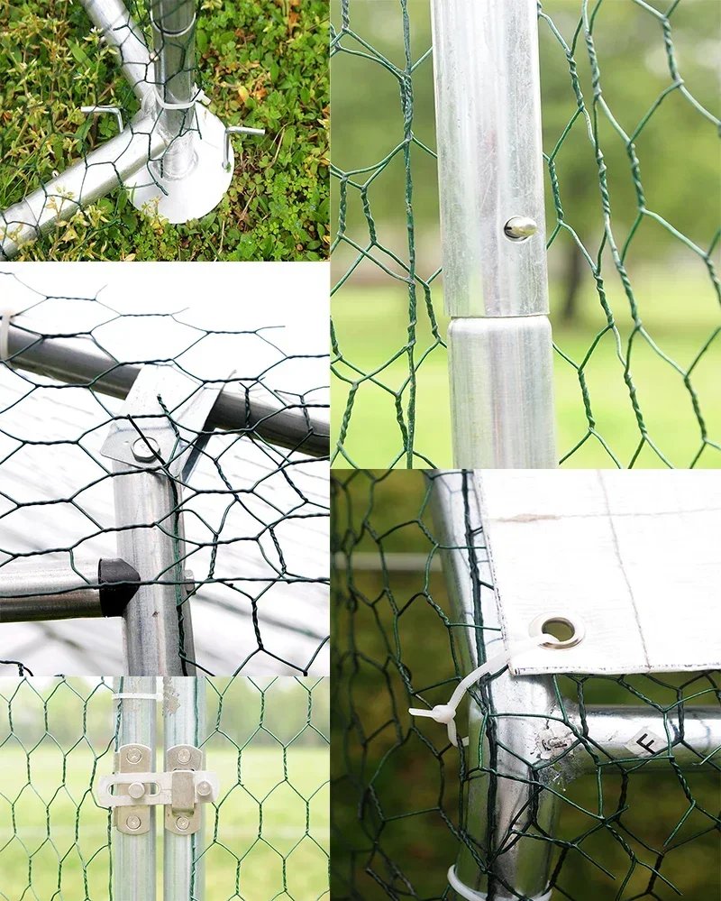 Large Metal Chicken Coop with Run Animal Cage