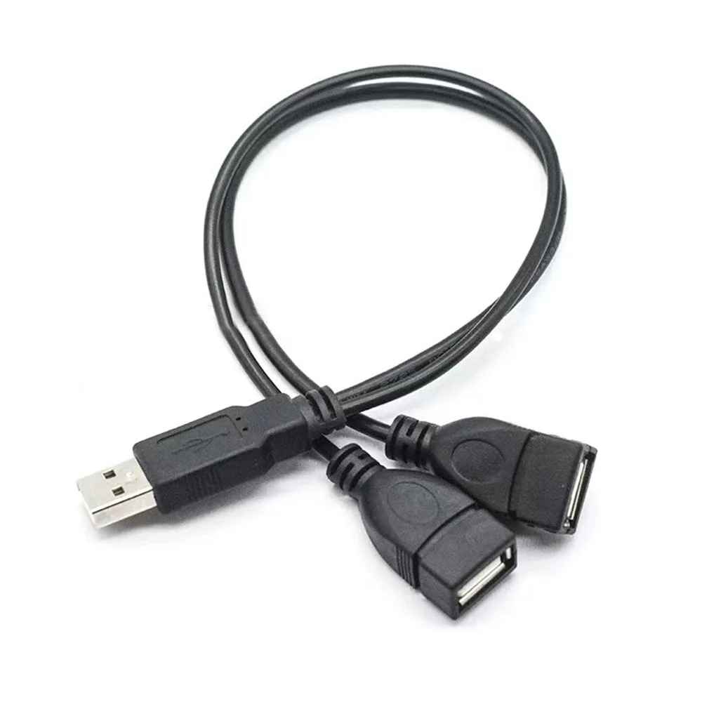 USB 2.0 A 1 Male to 2 Dual USB Female Data Hub Power Adapter Y Splitter USB Charging Power Cable Cord Extension Cable