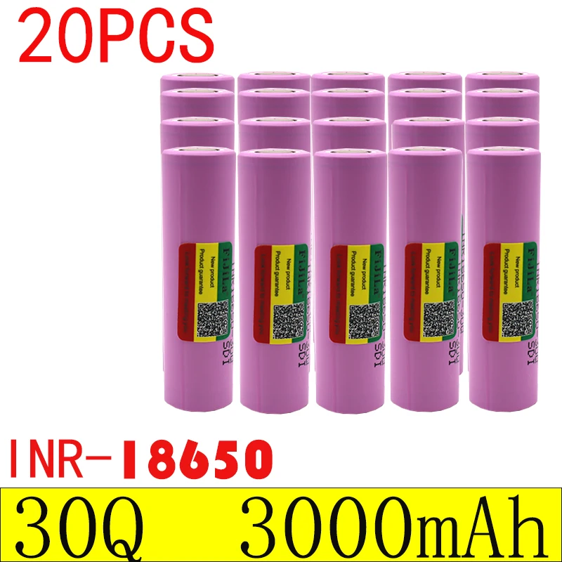 100%  Real Capacity  30Q 18650 Battery 3000mAh 3.7V Rechargeable Battery for LED Flashlights and Vape Mods