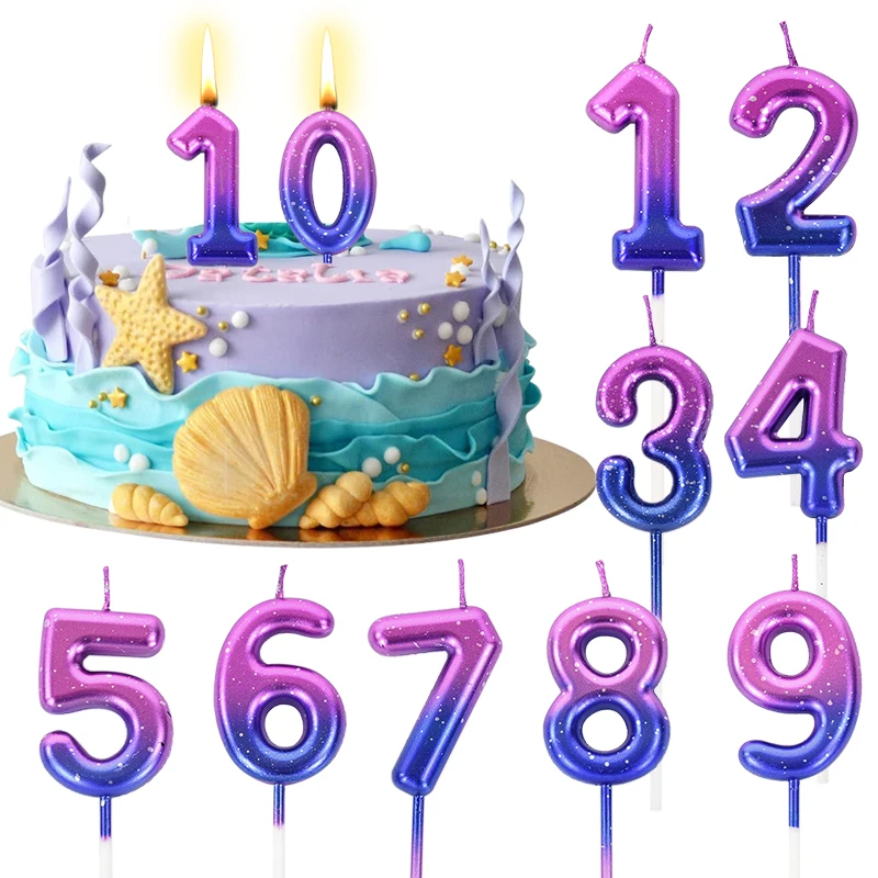 Farbverlauf Kuchen Kerzen 0-9 Nummer Kuchen Topper Ins Geburtstags torten Topper Geburtstage Party Cupcake Dekoration DIY Back zubehör