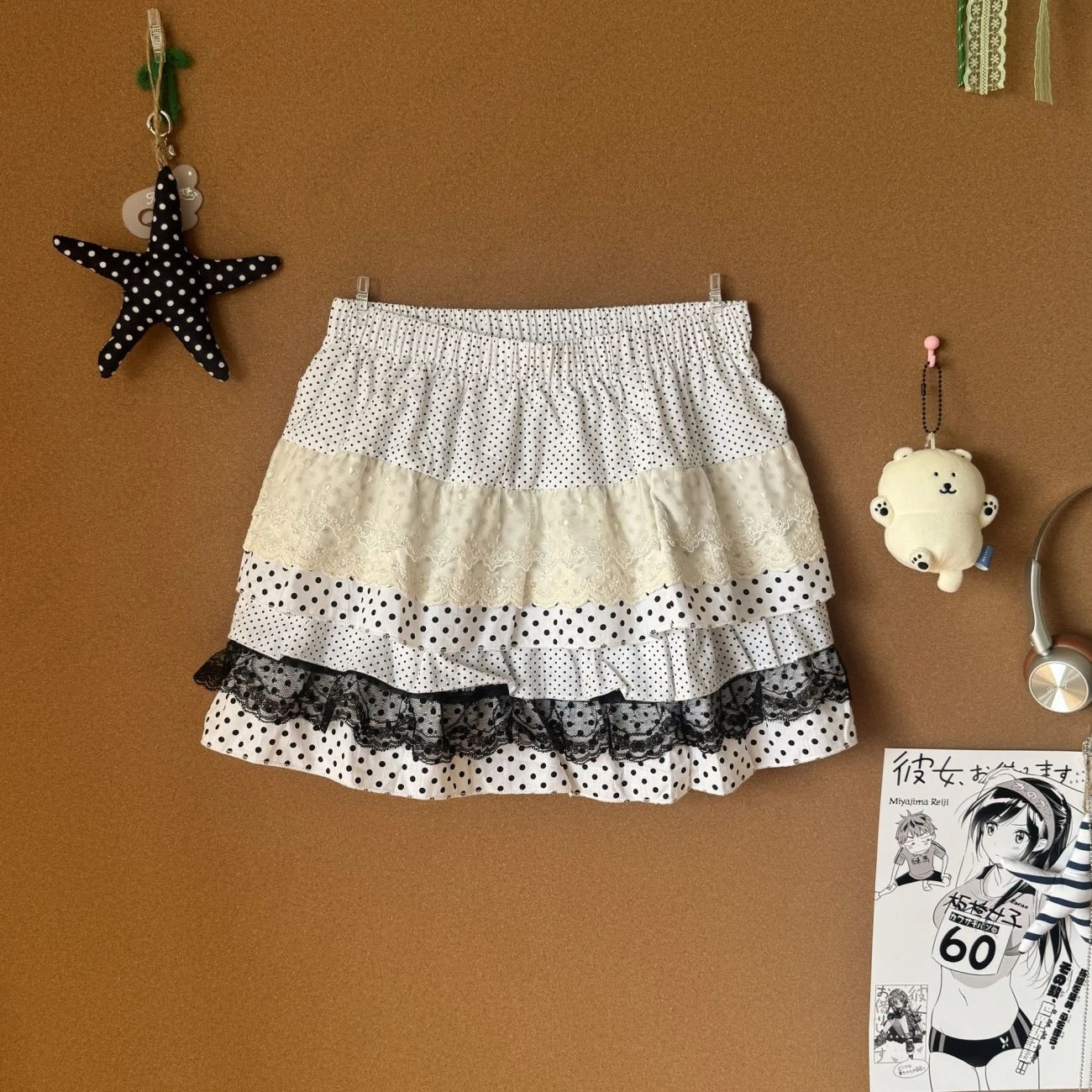 

Kawaii Polka Dot MIni Skirt Summer Cute Y2K Women Clothes Japanese Lace Chic Tiered Short Skirts 2000s Emo Girl Cuteore Skirts