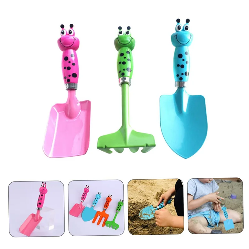 Outils de creusement de jardin pour jeu en plein air, fournitures de plage, costume pour enfants, pelle à sable multifonction en fer, B05B-3PCS