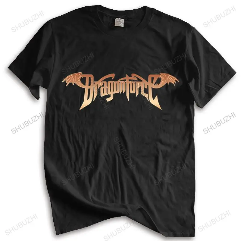 Fashion brand t shirt mens loose Dragonforce Logo Mens Black Rock T-shirt new fashion tee-shirt man tee