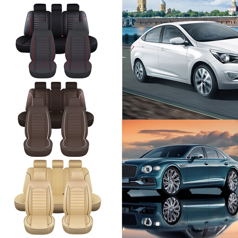 

Full Set Universal Car Seat Covers Breathable Leather Car Seat Protector Soft Automotive Covers Cushion Car Interior Accessories