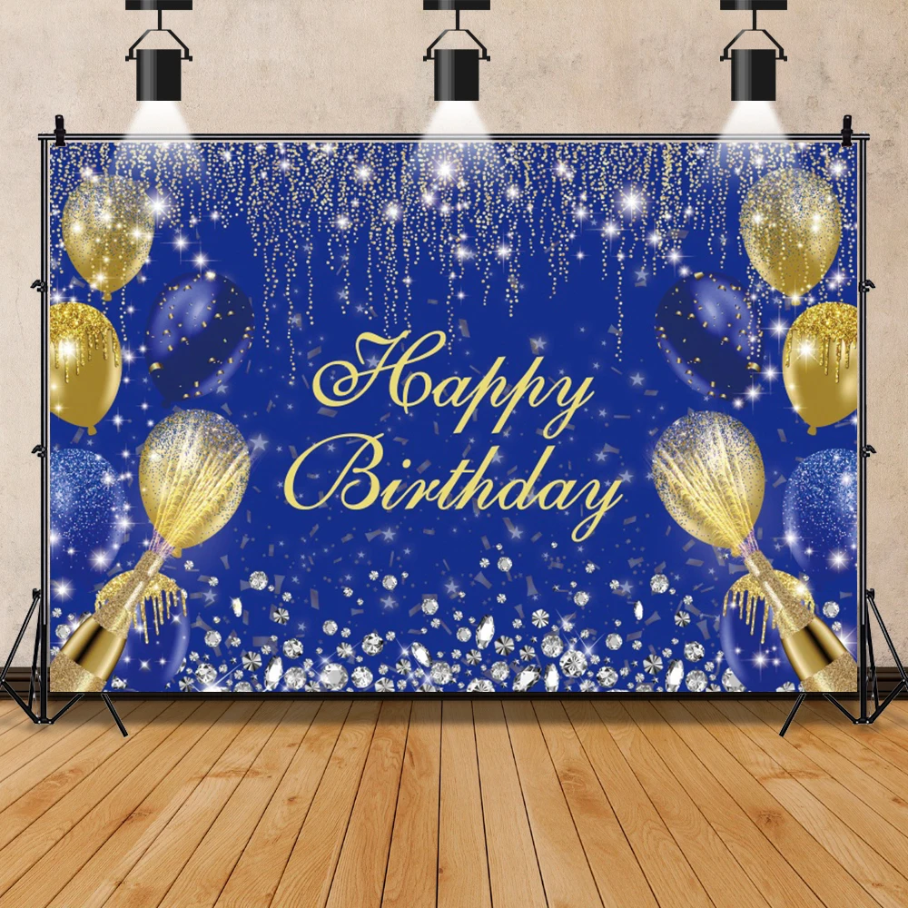 Glücklich Geburtstag Familie Party Foto Hintergrund Alter Angepasst Fotografie Hintergrund Goldene Polka Dot Poster Luftballons Decor Poster