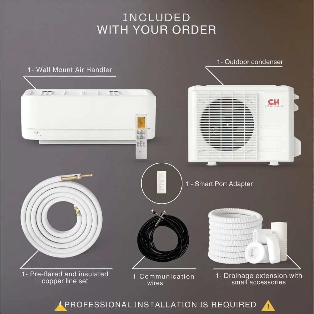 , Mini Split Air Conditioner and Heater, 12,000 BTU, 115V, 20.8 SEER2, Wall Mount Ductless Inverter Heat Pump System,