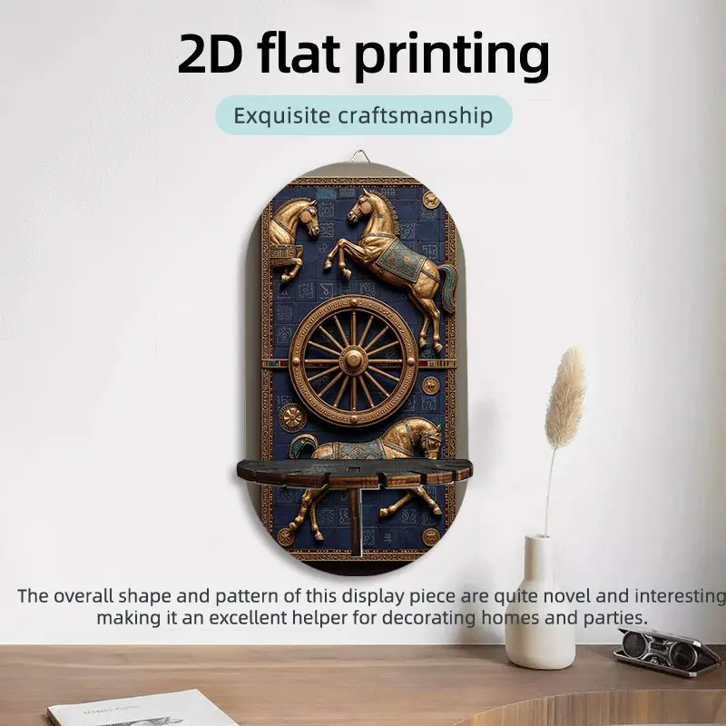 Retro Forest Alphabet A Shape Multifunctional Wall Shelf Storage Rack, 2D Printed Flower Heart Lock Forest Theme, Easter Gift