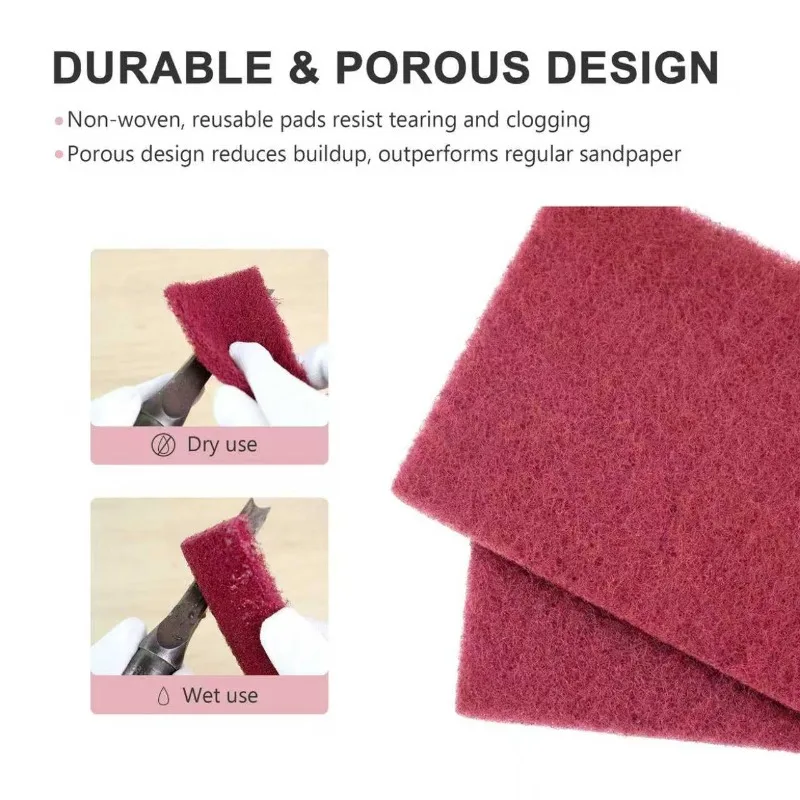 5” X 8” Scuff Pads 400 Grit Red Scuff Pads for Pan Pot Dish Sponges Kitchen Utensils Household Cleaning Tools, and Sanding