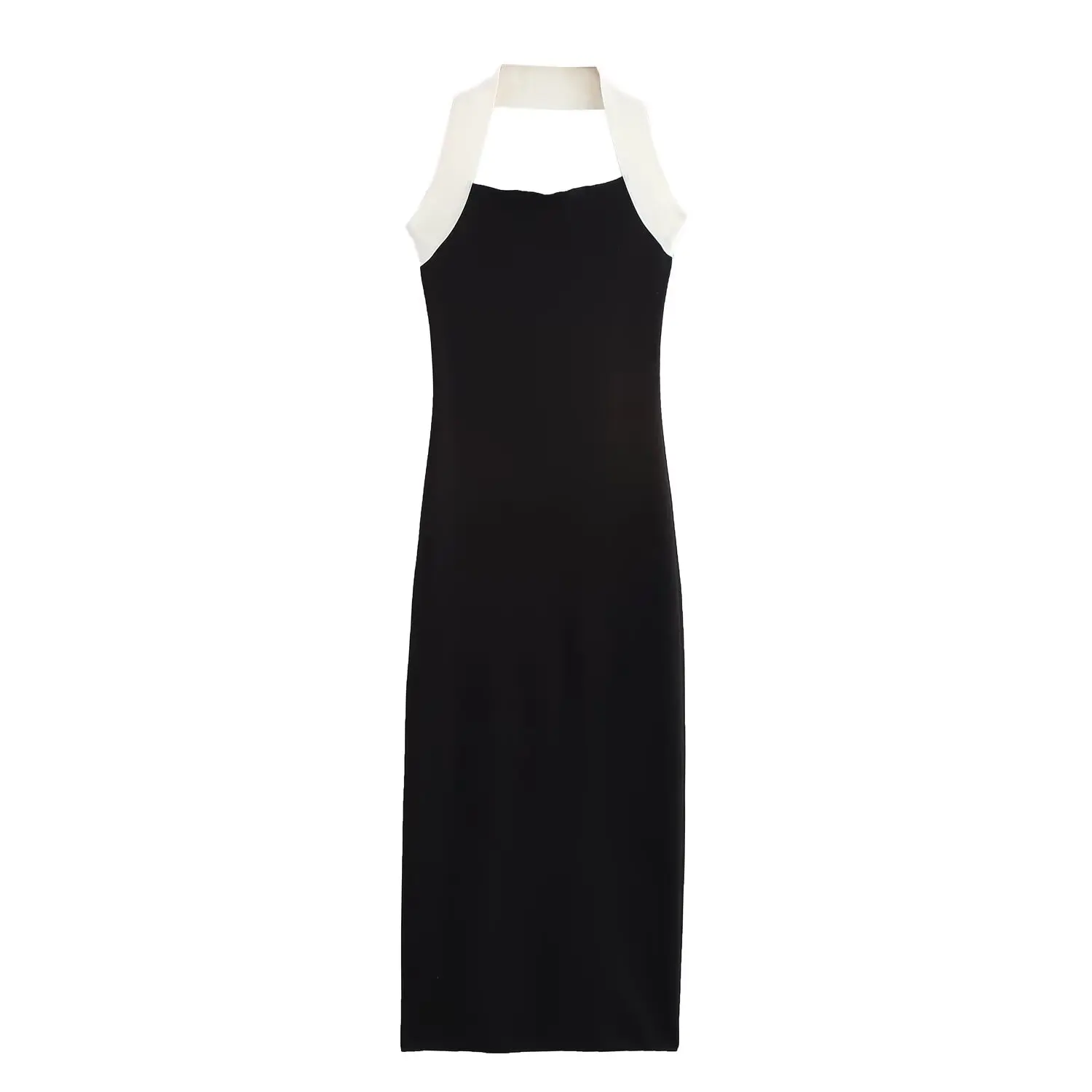 

New Women's European and American Style Fashionable Stretch Knitted Halter Collar Dress Street Style Slim Elegant Skirt
