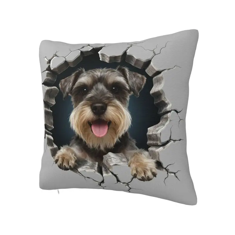 Schnauzer Wall Breaker Design Cushion Cover 55*55 cm Polyester Dog Lover Throw Pillow Case Home Decorative Sofa Chair Pillowslip