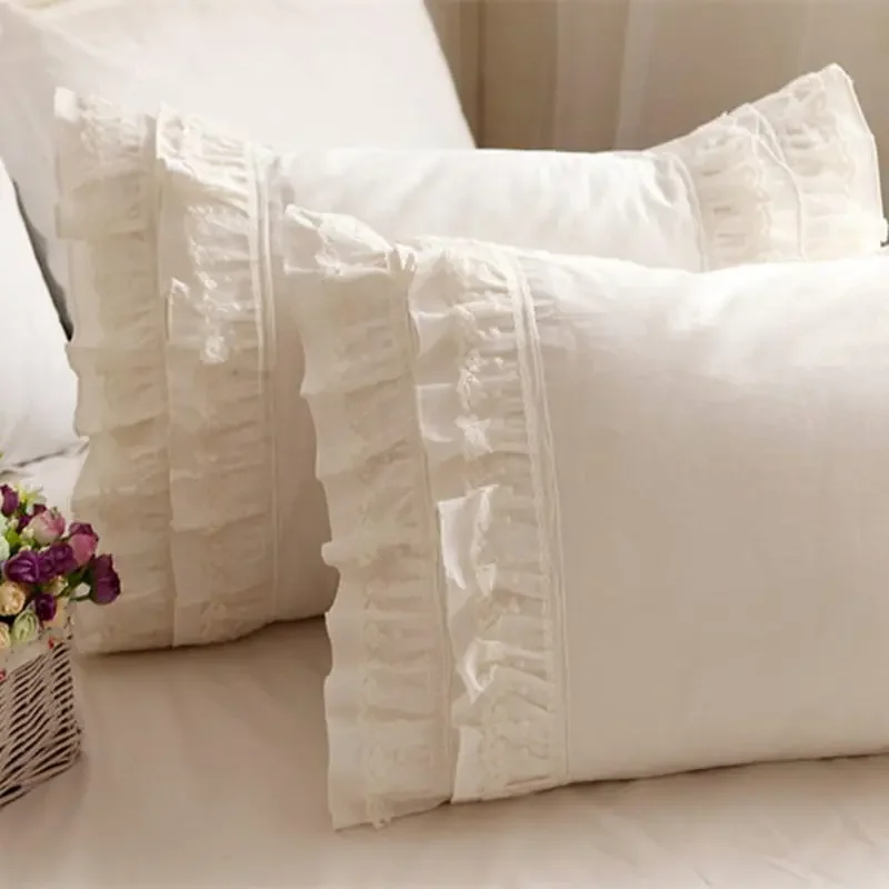 1 pieces ruffle lace pillow case European Elegant pillowcase 100% cotton fabric pillow covers decorative bed pillow sham textile