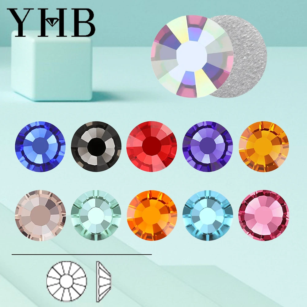 YHB 101-133Cold Fixation Crystal Cristales Flatback Silver Back Non Hotfix Rhinestones For Bags Shoes Garment Phone DIY Nail Art