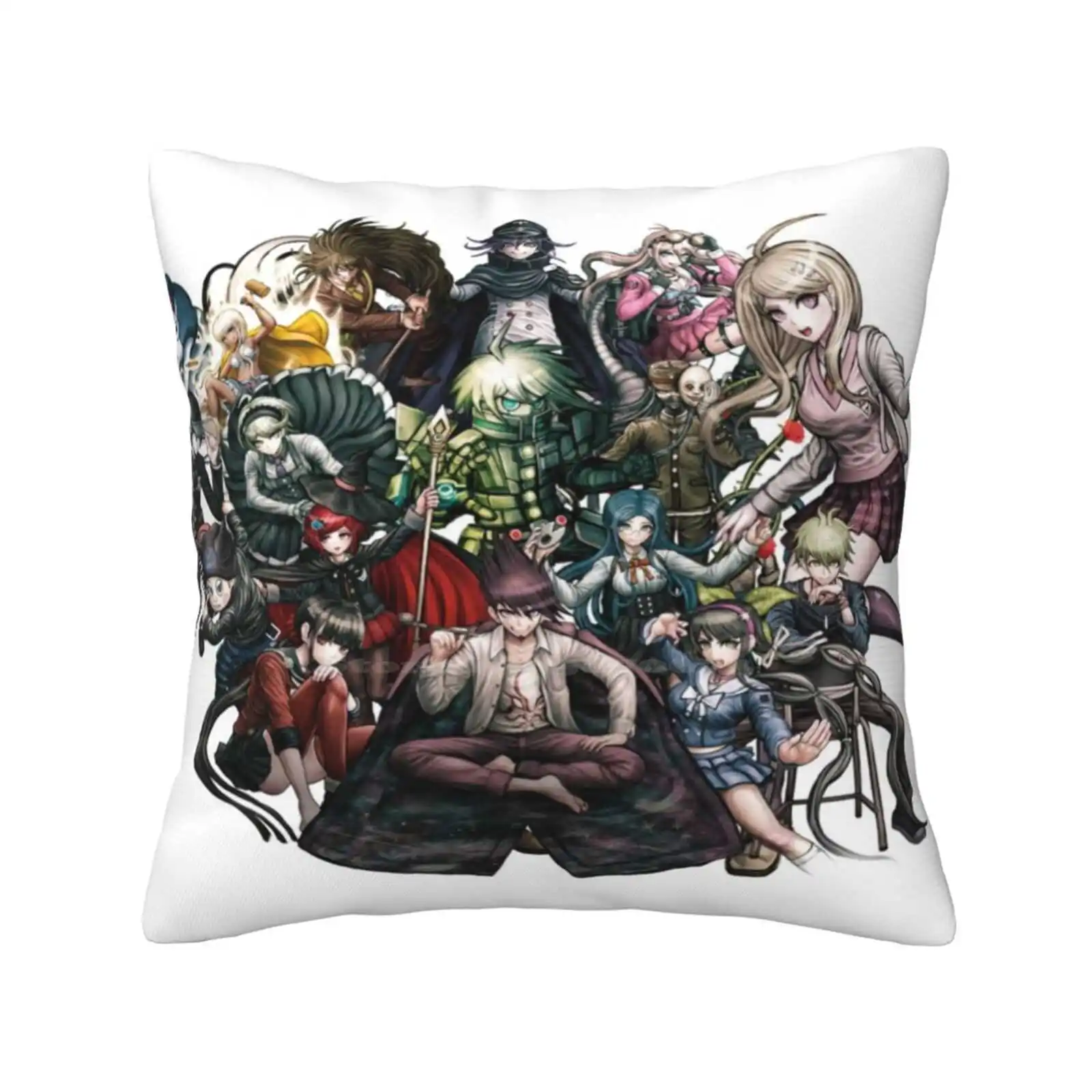 Danganronpa V3 Crew Funny Cute Decor Square Pillowcase Danganronpa V3 V2 V1 Games Gaming Usami Monomi Kokichi Oma Shuichi