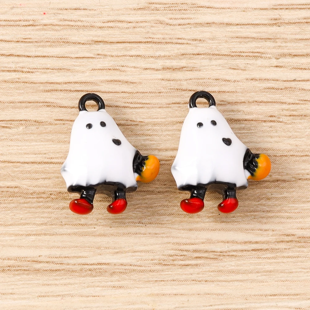 Tusember 5 Stück Halloween-Geister-Anhänger, niedliche Geister-Anhänger, baumelnde Charm-Perlen, passend für Original-Armbänder aus 925er Sterlingsilber, DIY-Schmuck – Detail 16