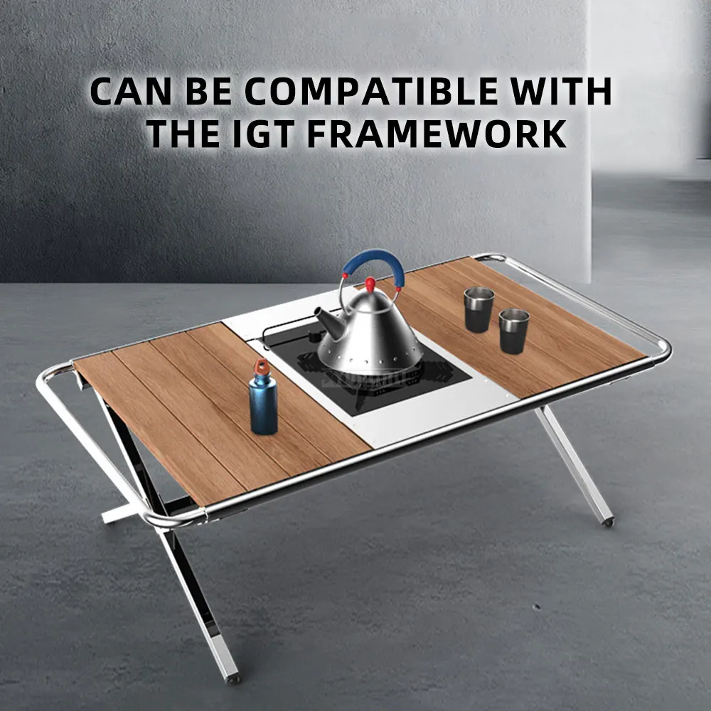 Outdoor Camping Aluminum Alloy Roll Top Table, IGT Tactical Multi-functional Splicable Portable Folding Egg Roll Table