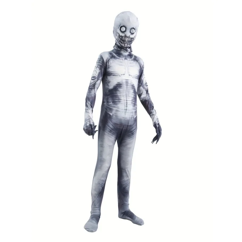 زي لعب الأدوار هالوين بهيكل عظمي قاتم للأطفال ، قناع رعب مطبوع ، بذلة لعب ، سحاب ، أداء مسرحي ، حفلة