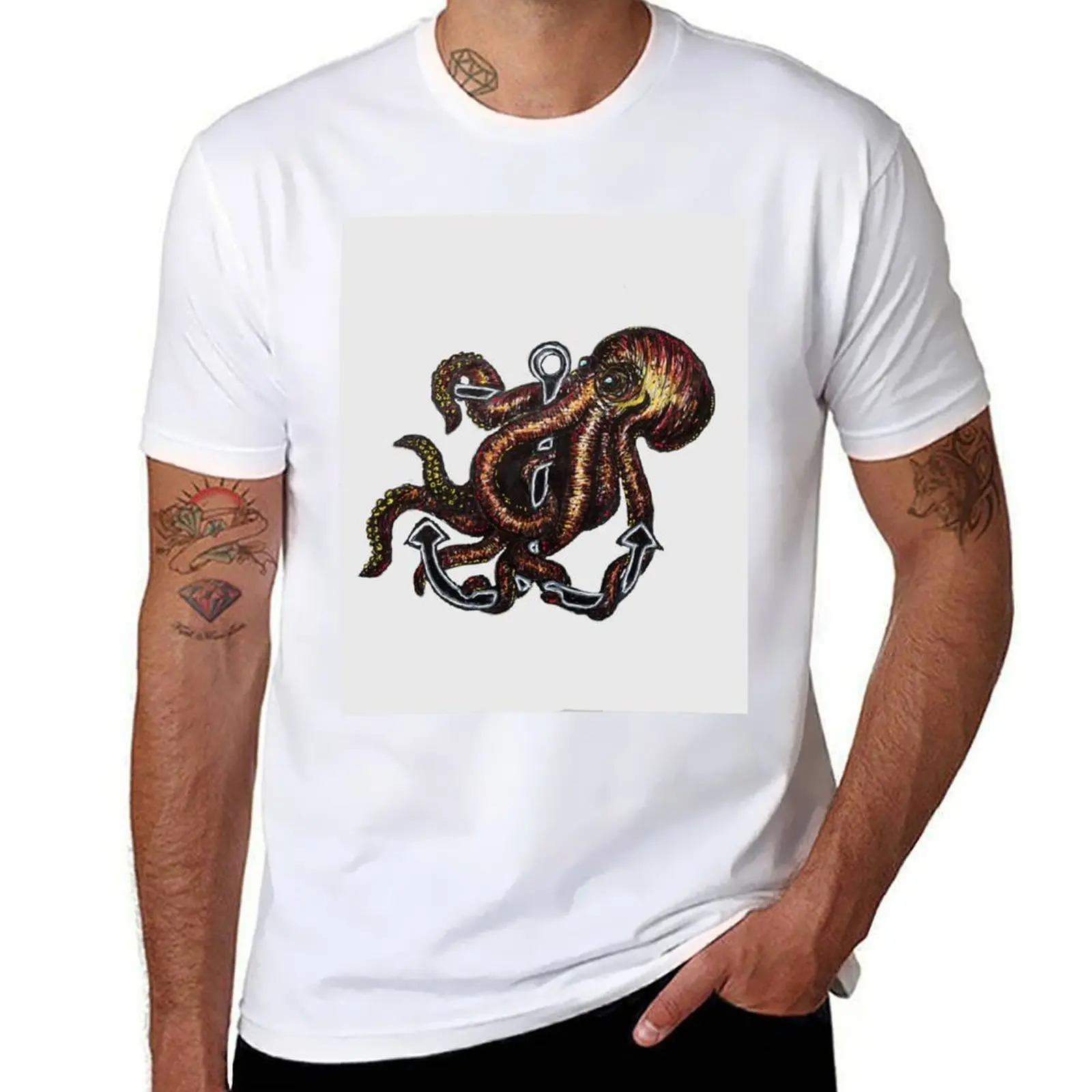 Octopus Anchor T-Shirt baggy shirts custom shirt anime shirt mens funny t shirts