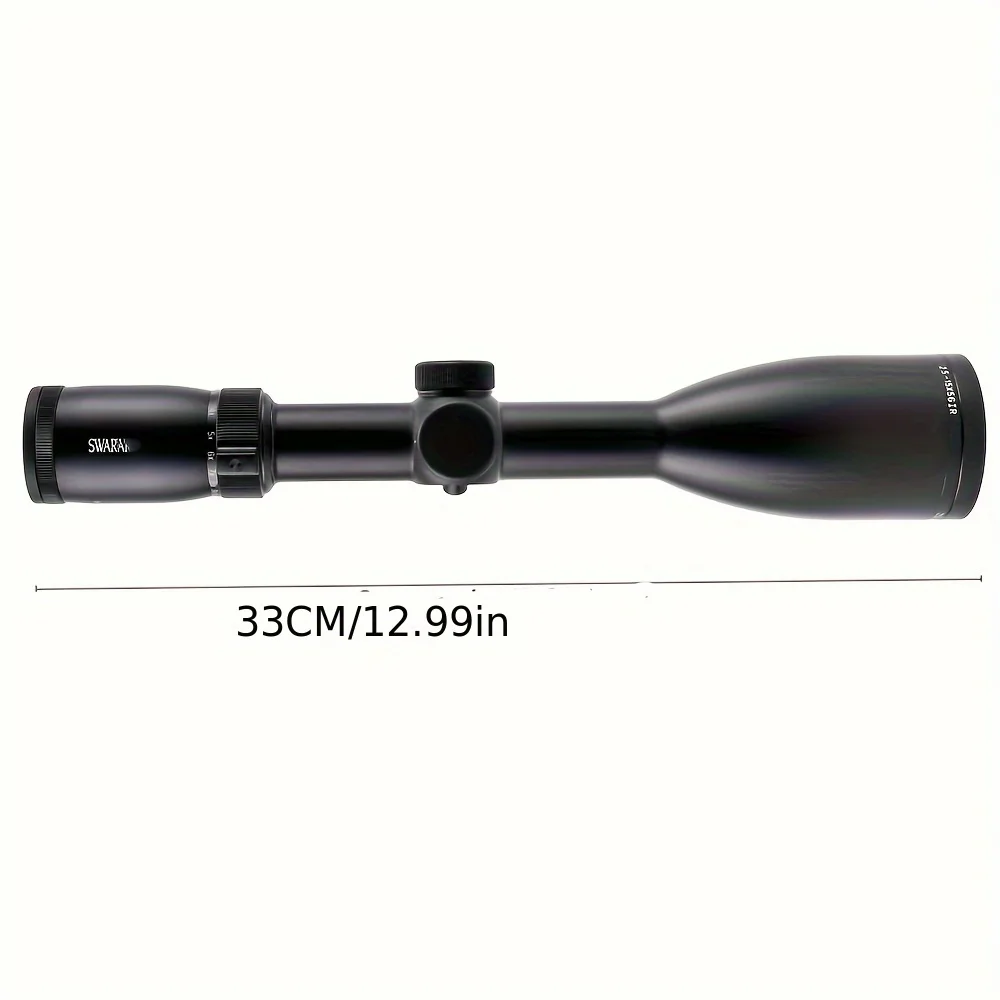 35cm Swar Pro 2.5-15x56 IRZ3 Rifle Sight - High Power Range Rifle Sight with Mildot Grid, Adjustable Focal Length and 100 Yard Range, lightweight 710 Grams, Black, Manual Adjustment Knob, Wide Green Coating