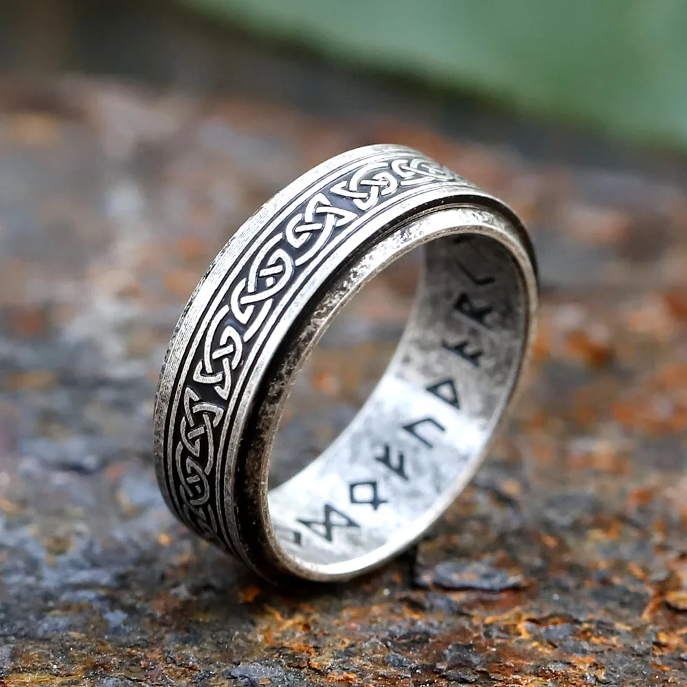 2023 Punk Vintage Odin Norse Viking Amulet Rune Rings For Men Fashion Silver Color Stainless Steel Words Ring Wedding Jewelry