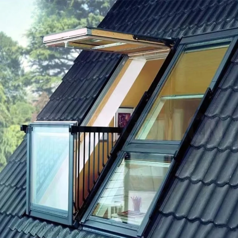 Modern Style Aluminum Double Glass Skylight Waterproof with Tempered Glass And Balcony for Home Improvement