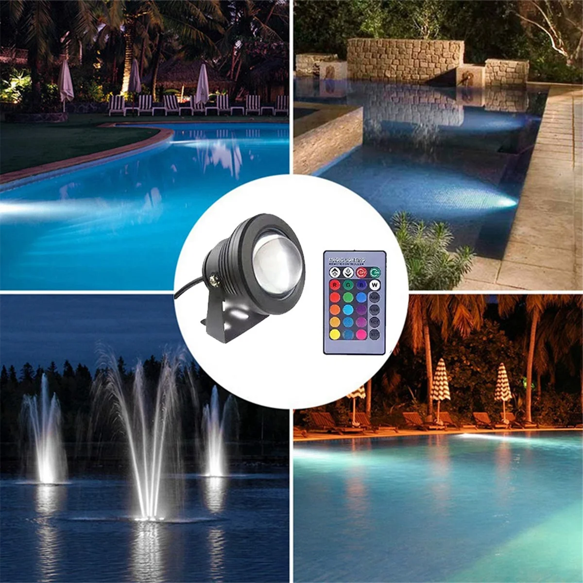 Underwater Light Embedded High Voltage 85-265v LED Floodlight RGB Fountain Pool Pond Aquarium Spotlight Bulb Lamp