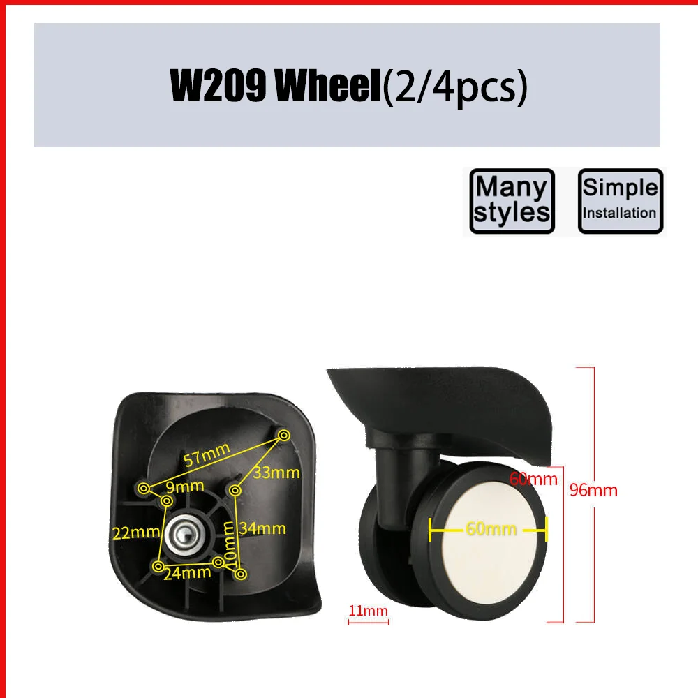 

W209 Universal Wheel Replacement Suitcase Rotating Convenient Durable Silent Smooth Shock Absorbing Accessories Caster Wheels