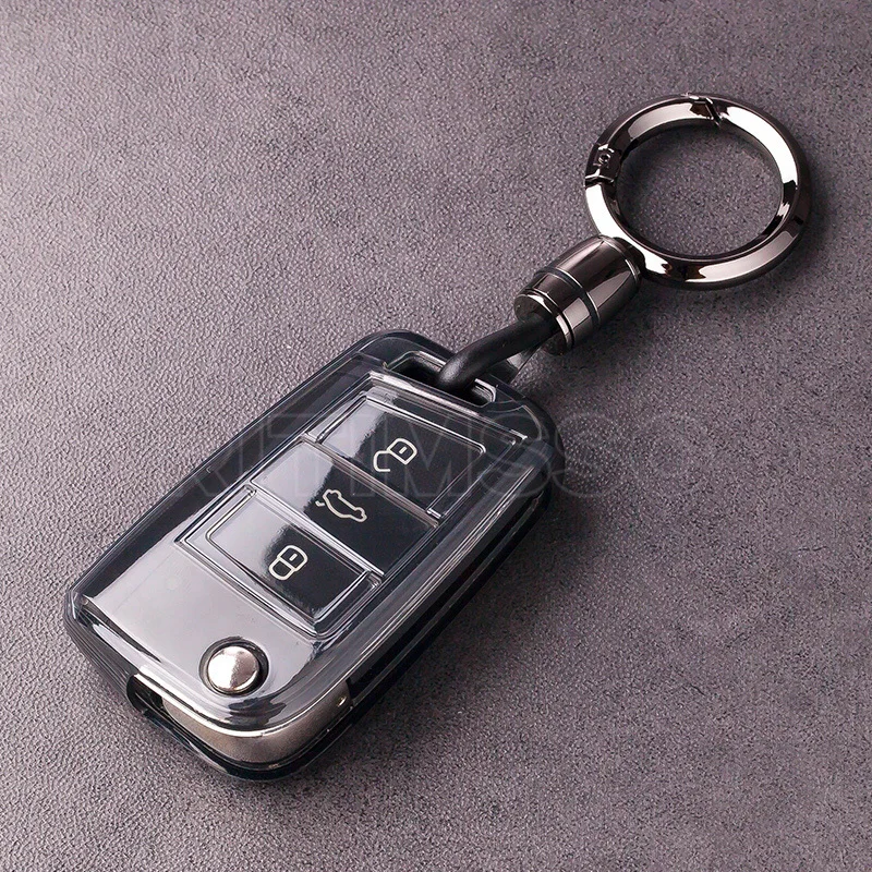 For VW Polo Skoda Octavia A7 Kodiaq Seat Ateca Leon Golf 7 MK7 VII Tiguan Soft TPU Car Key Cover Case Shell Fob Holder Protector