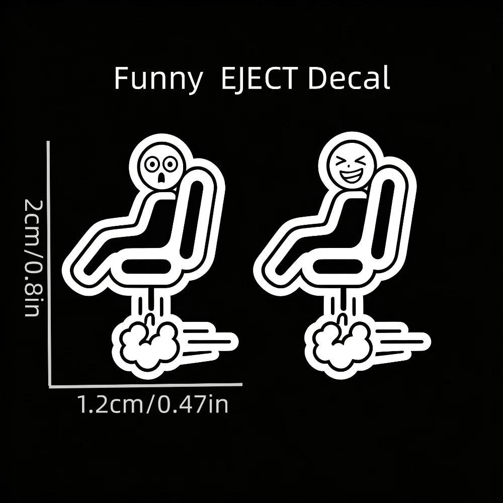 Ejector Seat Passenger Sticker 2PCS Funny Pop Out Car Vinyl Decal Waterproof Creative Auto Window Interior Decor